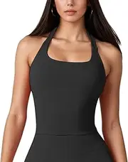 [JN JANPRINT] Halter Longline Sports Bras for Women Impact Top Padded Open Back Seamless Workout Gym Yoga Crop Top