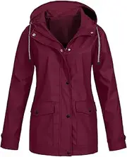 [WUANDIXFA] Jackets for Women Mid Long Snow Coat with Pocket Outdoor Walking Windproof Windbreaker Hooded Jackets