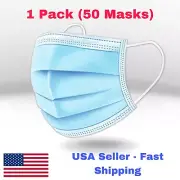 50 Face Mask Medical Surgical Dental Disposable 3-Ply Ear-loop Mouth Cover