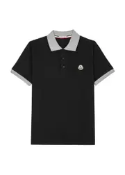 Moncler Kids Piqué Cotton Polo Shirt (12-14 Years) - Black 14 years