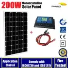 12V 200W Mono Solar Panel 200watt Fixed PV Solar cable 30A Solar Controller