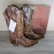 Circle G Corral Boots Women's Snip Toe 13" Embroidery & Studs Boots Tan L2068