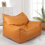 [MARLOW] Bean Bag Chair Cover PU Indoor Home Game Lounger Seat Lazy Sofa Classic Sofa Chairs Cover Indoor Home Lounger, Game Seat, Lazy Sofa(Large, Brown)