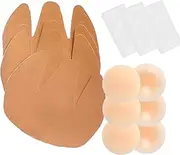 [POMAMZ] Breast Lift Tape 3 Pairs with Nipple Covers - Invisible Adhesive Bra for Large Busts, Waterproof Support for Backless Dresses/Wedding, Ultra-Thin Skin-Friendly Tape, Beige