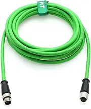 Sensor Network CAN Bus Cable for Industrial Control Automation IO Link Fieldbus NMEA2000, M12 A Code 5 Pin Male to 5 Pin Female, CAT6, Shielded, Waterproof, Green, 1M
