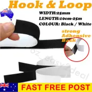 25mm HOOK & LOOP Self-adhesive 100% Nylon Fastening Tape Heavy Duty Black Sticky