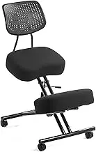 Desk Kneeling Chairs Ergonomic Kneeling Chair Adjustable with Back Support - Criss Cross Chair with Wheels Black - Improve Sitting Posture - Meditation Chair for Office Home and Yoga Enthusiasts