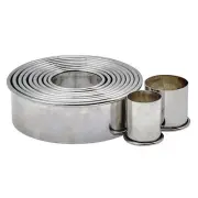 11pc Cookie Cutter Set, Plain Round, 1" to 3" Dia x 1"H, S/S (12 Set)