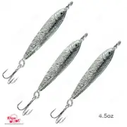 3pcs Fish WOW!® 4.5oz Fishing Mega Metal Bait Jig luna Lure Treble Hook Black