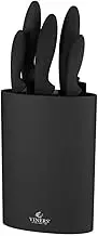 Viners Assure 5 Piece Knife Set with Stylish Soft Touch Universal Block Stainless Steel Blades with Squared Tips for Safety, Non-Stick Coating, Rust-Resistant, Ideal for Everyday Food Prep