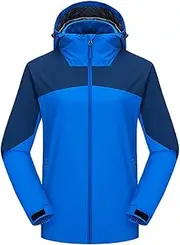 [CLSQLXYJZC] Outdoor Men's Sports Jacket, Breathable Water-resistant Hooded Softshell Lightweight Hiking Mountain Jacket, for Winter Fleece Lining Fishing Jacket