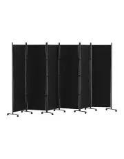 Artiss 6 Panel Room Divider Screen 323cm Wheel Fabric Black