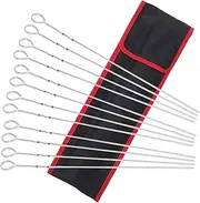 12pcs Flat Grilling Skewers Reusable Kabob Sticks with Cloth Bag for Easy Transport for BBQ Picnics Camping and Outdoor Cooking