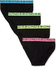 [Bonds] 4 X Pairs Mens Hipster Briefs - Black Pk8