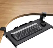 Keyboard Tray Under Desk, Corner Keyboard Tray with 45° Adjustable C Clamp fo...