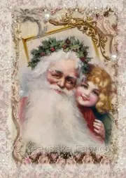 Whimsy Dust Christmas Santa & Girl Quilt Block Multi Sz FrEE ShiP WoRldWiDE (WD1