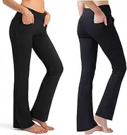 [FroMoaSa] Women Bootcut Yoga Pants with 4 Pockets High Waist Flare Casual Workout Pants Bootleg Pants Dance Pants