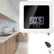 Instant Water Heater Mini Electric Tankless Water Heater 5500W 7500W 110V 220V, On Demand Hot Water Heater Digital Display,for Sinks Residential Whole House Shower,Black-5500Wto220V