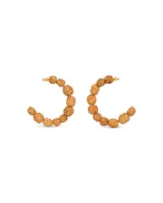 Cult Gaia Akira Green Beaded C Hoop Earrings in Gold Tone