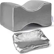 Knee Pillow Cover Replacement 10" x 8" x 6.3", Leg Pillow Case with Long Zipper, Washable Pillow Cover for Contour Knee Foam Support Pillow (Grey)