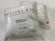 New Pottery Barn 2 Square Throw Pillow Inserts Down/Feather 18x18 White