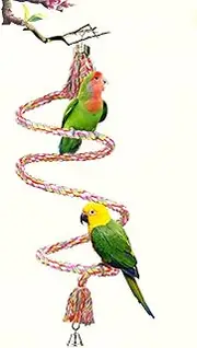 SunGrow Rat Rope Perch, for Hamsters, Sugar Gliders, Reptiles, 59” Long, Spiral Design with Jingling Bell, Vibrant Handmade Chew Toy