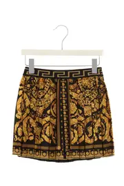 Versace Kids Barocco Printed Fully Pleated Mini Skirt 8Y,4Y,10Y Brown