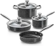 7-Piece Nonstick Granite Induction Stainless Steel Pots and Pans Set with Frying