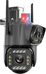 Outdoor 8MP 4K WiFi PTZ IP Camera with Dual Lens, Dual Screen, AI Auto Tracking and Audio​(EU Plug,2MP No Card)