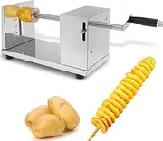 Twisted Potato Slicer Manual Spiral Potato Cutter Stainless Steel Tornado Potatoes Spiral Cutter Manual Spiral French Fries Cucumbers Carrots DIY BBQ Slicer (Silver)