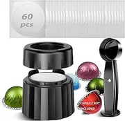 SWEETDEER Reusable & Refillable Pods Kit for Nespresso Vertuo–60 Refill Aluminum Foil Lids, Compatible with Nespresso Vertuo & Vertuoline Machines, Coffee Capsules Kit with Lid Cutter, Holder & Scoop