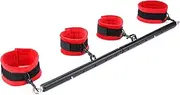 Spreader Bar Heavy Duty Stainless Steel Expandable Black Bar Home Gym with 4pcs Furry Rd Adjustable Strap,Sports Aid Training Fitness Gear Pilates Aid Kit,Yoga Set