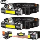 2x LED Headlamp USB Rechargeable Headlight Torch Work Light Bar Head Band Lamp