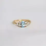 1.72 Ct Oval Cut Natural Aquamarine Diamond Proposal Ring 14K solid Yellow gold