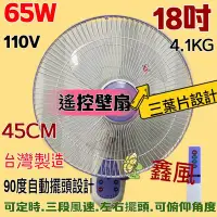 在飛比找Yahoo!奇摩拍賣優惠-免運  (台灣製) 遙控電風扇 遙控掛壁 大風量 18吋 遙