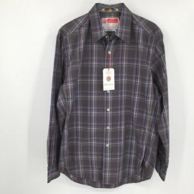 Robert Graham Freshly Laundered Choctaw gray green plaid shirt new Large