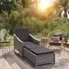 Sun Lounger with Cushion Lounge Sofa Outdoor Patio Day Bed Poly Rattan vidaXL