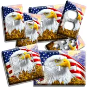 AMERICAN FLAG BALD EAGLE LIGHT SWITCH OUTLET WALL PLATE PATRIOTIC ART ROOM DECOR