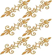 Gogogmee 6pcs Long Leaves Applique Gold Flower Embroidery Patches for Wedding DIY Iron On Embroidery Patch for Costumes Retro Embroidered Appliques