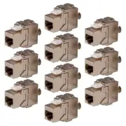10x Keystone Jack Cat6A RJ45 FTP Toolfree 180-Degree Die Cast Shielded Module