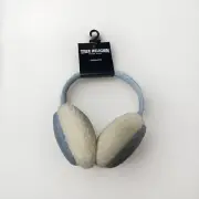 TRUE RELIGION Logo Patch Earmuffs NWT Light Blue Denim Buddha Patch