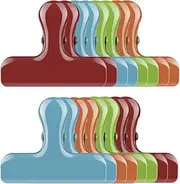 [LEYOSOV] 12 Pack Chip Bag Clips - Smooth Corners No Sharp Edges, Stainless Steel Bag Clips for Food Storage with Air Tight Seal Grip, Snack Bags, Heavy Duty, 3 Inches Wide, 4 Multi Colors