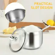 3Pcs/Set Stainless Steel Sugar Bowl Spice Jar Seasoning Pot Storage w/Lid&Spoon