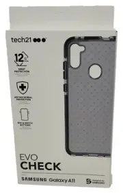 Tech21 Evo Check Flexible Gel Case for Samsung Galaxy A11, Smokey Black