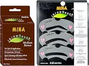 MINA Professional ibrow Henna Medium Brown Regular Pack & Tinting Kit for ibrow Colours with ibrow Stencils (Combo Pack)