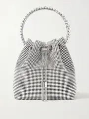 [Jimmy Choo] Jimmy Choo - Bon Bon Crystal-embellished Satin Bucket Bag - Silver - One size One size Silver