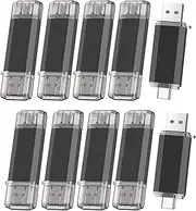 Vansuny 10 Pack 64GB USB C Flash Drive 2 in 1 OTG USB 3.0+USB C Memory Stick with Keychain Thumb Drive Photo Stick Jump Drive for Android Smartphones, Computers, MacBook, Tablets, PC