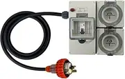 Power Board 3 Pin 15 Amp Single Phase to 2 x 3 Pin 15 Amp Single Phase Outlet RCBO Protected