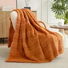 Sculpted Stripe Faux Fur Throw Blanket for Couch, Cozy Soft Fuzzy Fluffy Blan...