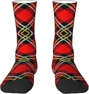 [EdWal] Soft Plaid Red and Black print Moisture Wicking Socks Sports Socks for Men and Women Warm thermal Boot Hiking Socks
